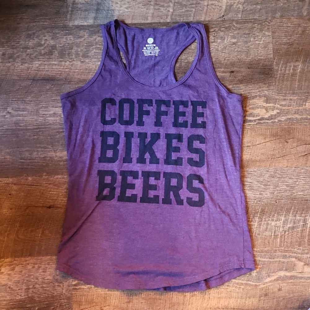Coffee, Bikes, and Beers Racerback Tank Top